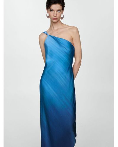 Mango Cielo Asymmetric Ombre Dress - Blue