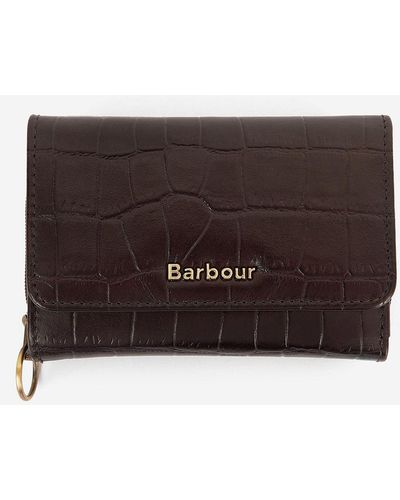 Barbour Faux Croc Leather French Purse - Brown