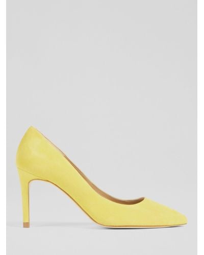 LK Bennett Floret Pointed Toe Suede Court Shoes - Yellow