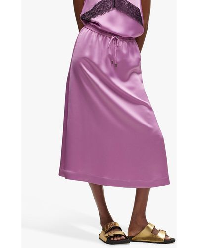 BOSS Vesala Satin Midi Skirt - Purple