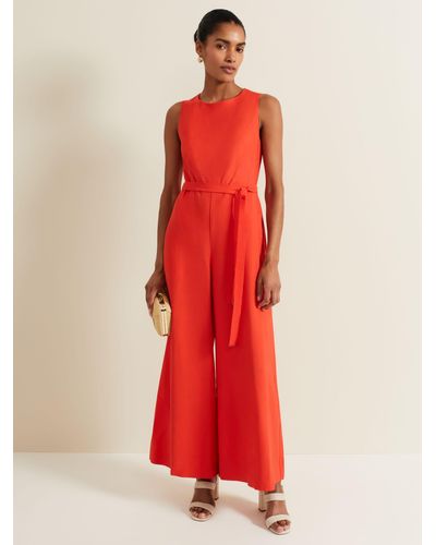 Phase Eight Petite Marta Ecovero Wide Leg Jumpsuit - Red