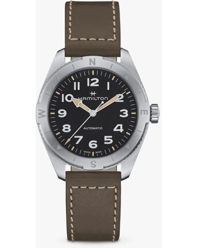 Hamilton Khaki Field Expedition Automatic Leather Strap Watch - Grey