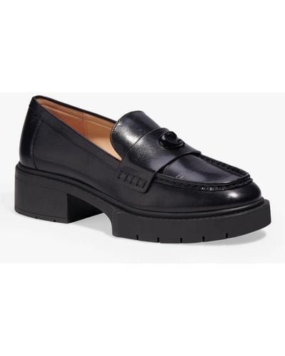 COACH Leah Leather Loafers - Black