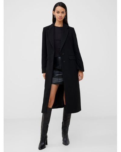 French Connection Fawn Wool Blend Felt Coat - Black