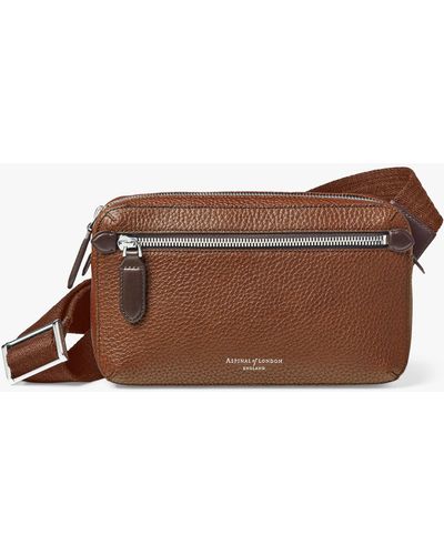 Aspinal of London Compact Pebble Leather Reporter Bag - Brown
