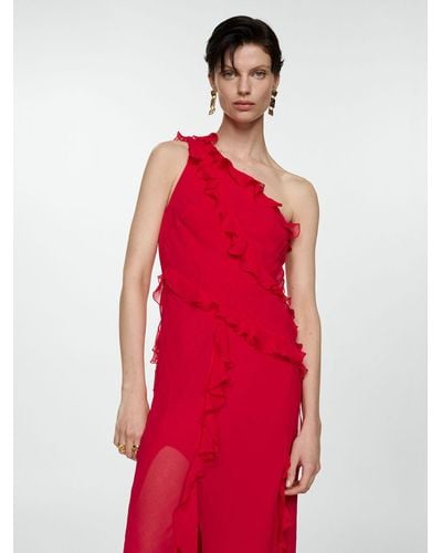 Mango Kahlo Ruffle Maxi Dress - Red