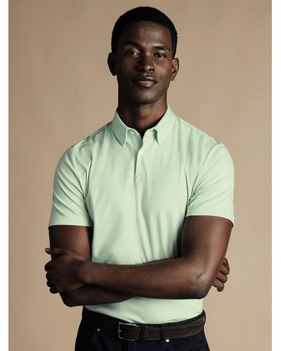 Charles Tyrwhitt Short Sleeve Jersey Polo Shirt - Green