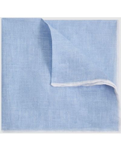 Reiss Siracusa Linen Pocket Square - Blue