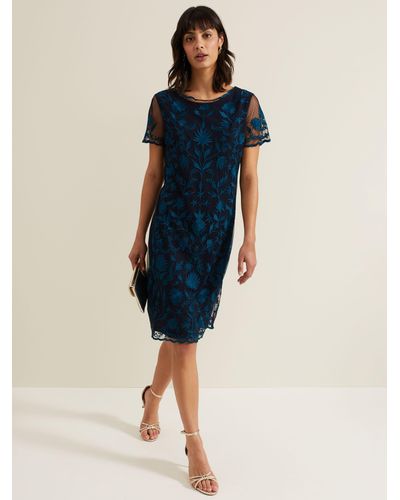 Phase Eight Shelby Embroidered Dress - Blue
