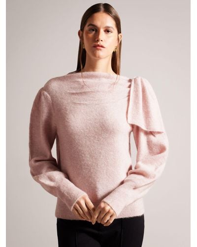 Ted Baker Larbow Wool Blend Statement Bow Jumper - Pink