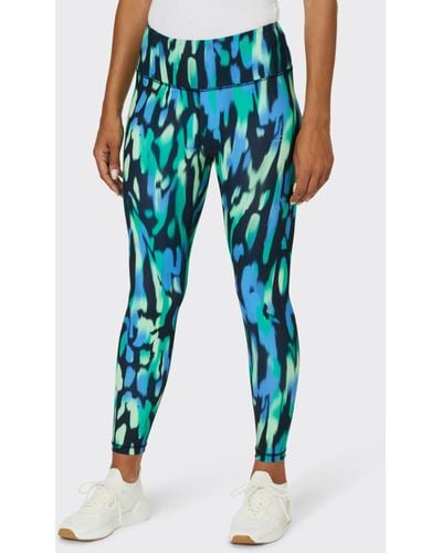Venice Beach Prudence Abstract Sports Leggings - Blue
