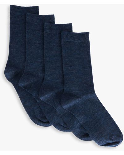 John Lewis Merino Wool Mix Ankle Socks - Blue