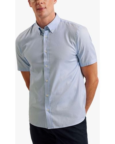 Ted Baker Aldgte Short Sleeve Cotton Oxford Shirt - Blue