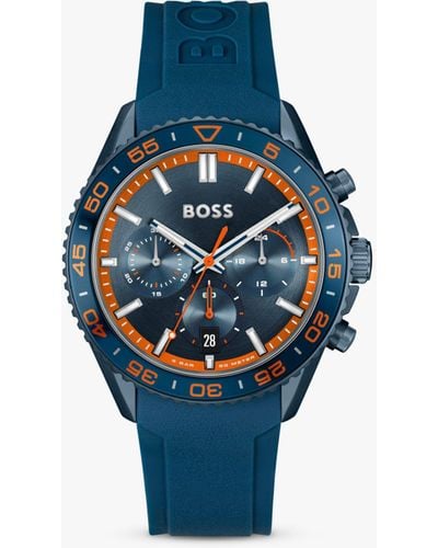 BOSS Runner Silicone Strap Watch - Blue