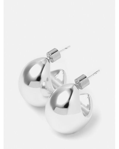 Jigsaw Chunky Dome Earrings - White