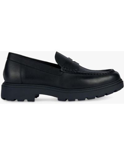 Geox Spherica Wide Fit Ec7 Leather Loafers - Black