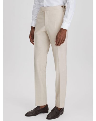 Reiss Belmont Wool Blend Textured Weave Trousers - White