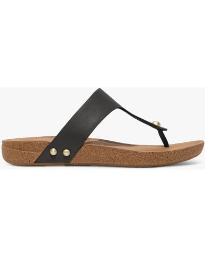 Fitflop Iqushion Cork Sole Leather Toe Post Sandals - Brown