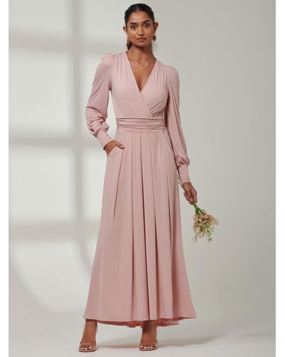 Jolie Moi Guilia Long Sleeve Maxi Dress - Pink