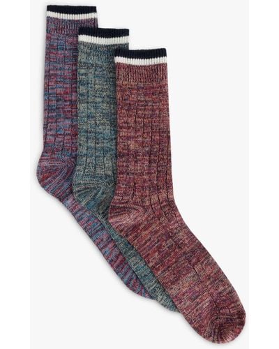 John Lewis Space Dye Cotton Rich Boot Socks - Red