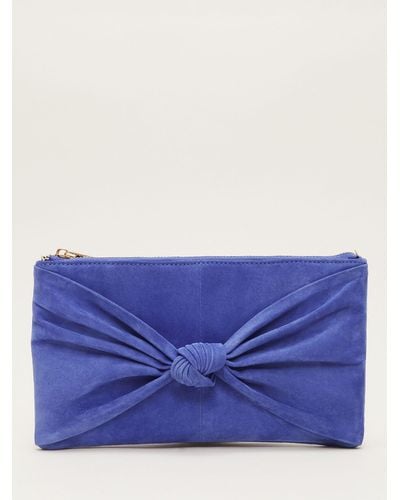 Phase Eight Suede Knot Front Clutch - Purple