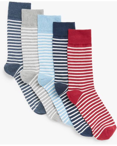 John Lewis Organic Cotton Rich Breton Stripe Socks - Red