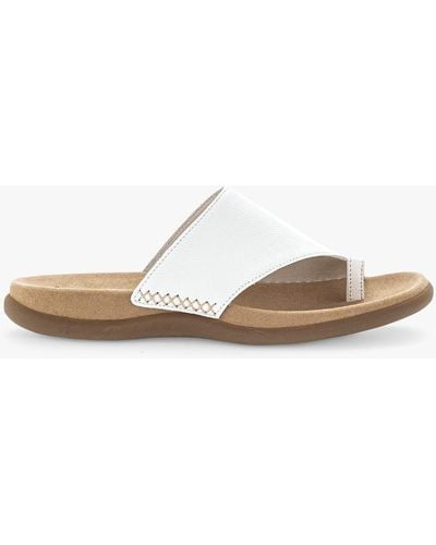 Gabor Lanzarote Toe Loop Leather Sandals - White