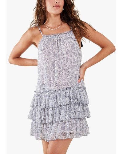 Accessorize Strappy Tiered Mini Dress - Grey