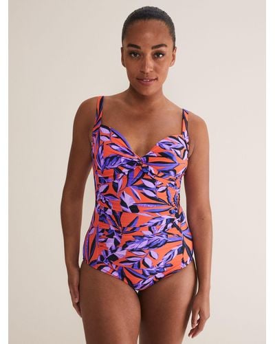 Phase Eight Leaf Print Swimsuit - Red