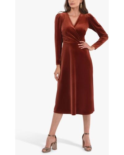 Closet Velvet Wrap A-line Dress - Red