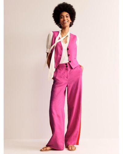Boden Westbourne Wide Leg Linen Trousers - Pink
