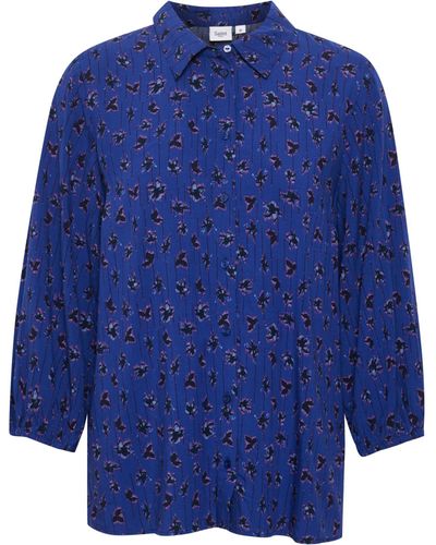 Saint Tropez Palvai 3/4 Sleeve Casual Fit Shirt - Blue