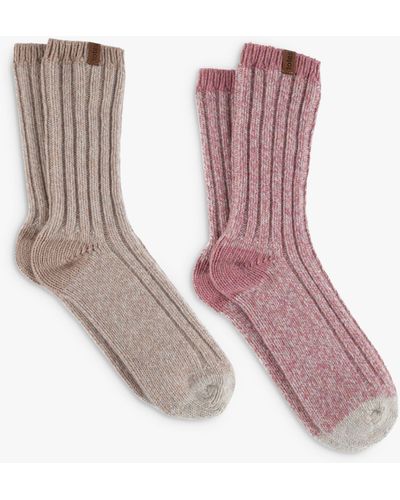 Totes Chunky Wool Blend Boot Socks - Pink