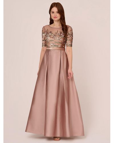 Adrianna Papell Embellished Tafetta Dress Maxi Dress - Pink