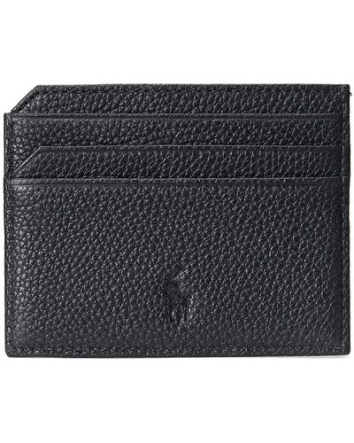 Ralph Lauren Polo Pebbled Leather Card Holder - Black