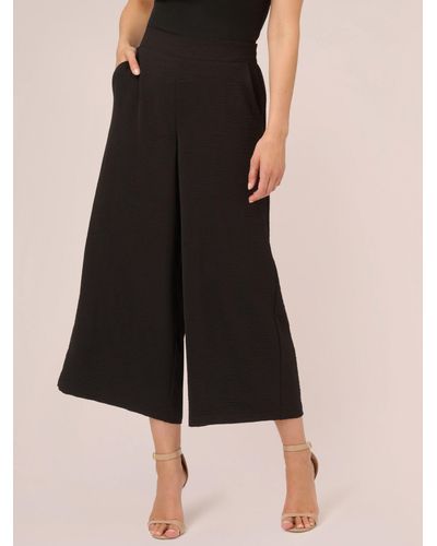 Adrianna Papell Textured Wide Leg Pull On Trousers - Black