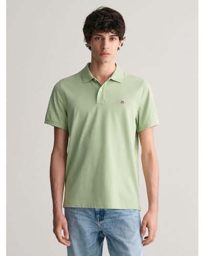 GANT Piqué Shield Short Sleeve Regular Fit Polo Shirt - Green