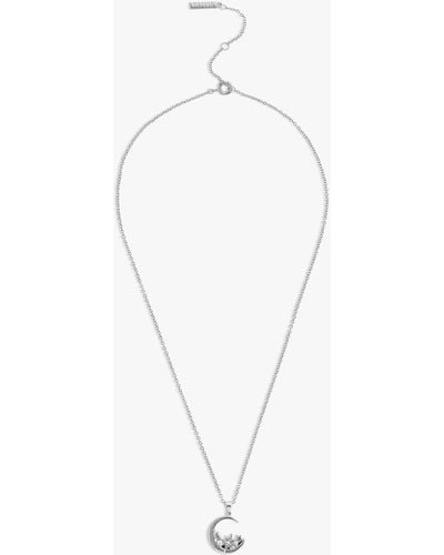 Olivia Burton Sterling Silver Celestial Cluster Moon Necklace - White