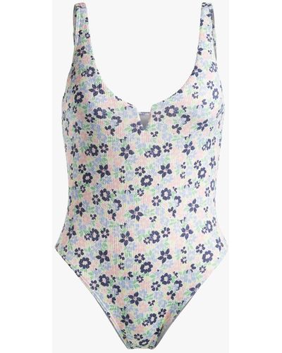 Roxy Bel Air Floral Print Swimsuit - White