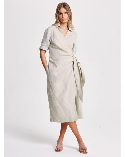 Helen Mcalinden Leonne Plain Linen Wrap Dress - White