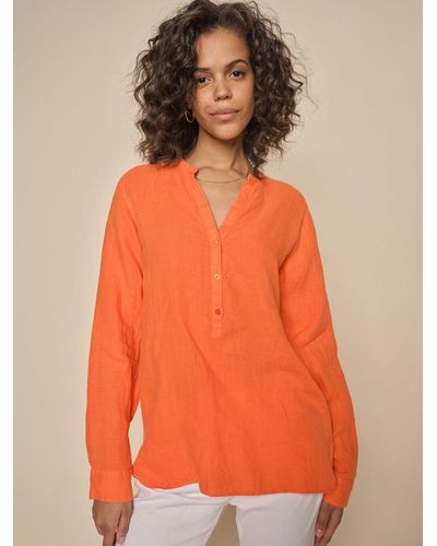 Mos Mosh Danna Linen Long Sleeve Blouse - Orange