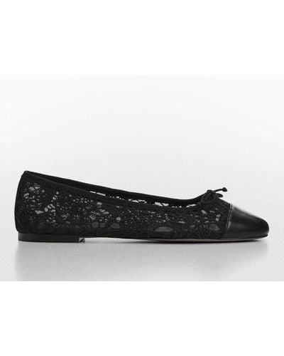 Mango Marian Lace Ballet Court Shoes - Black