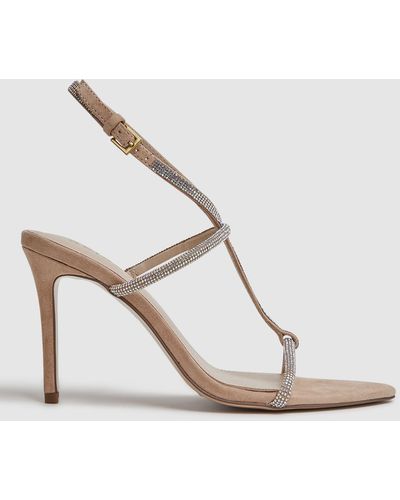 Reiss Julie Embellished High Heeled Sandals - Natural