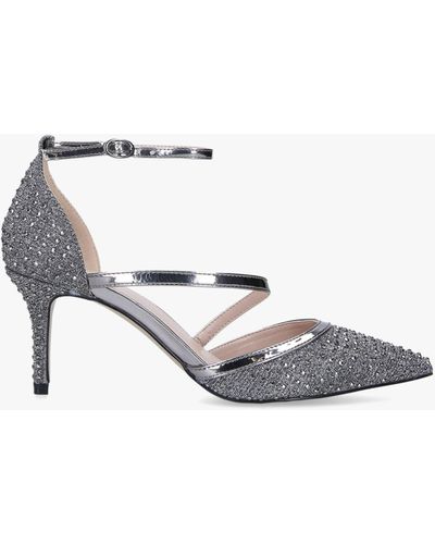Carvela Kurt Geiger Pewter Embellished Stiletto Heel Court Shoes - Metallic