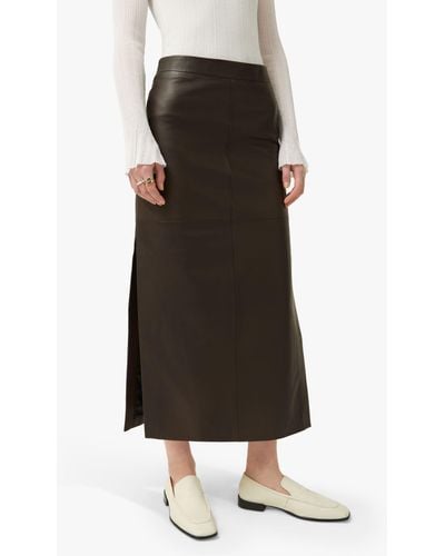 Jigsaw Leather Midi Skirt - Black