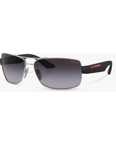 Prada Linea Rossa Ps 50zs Rectangular Sunglasses - Grey