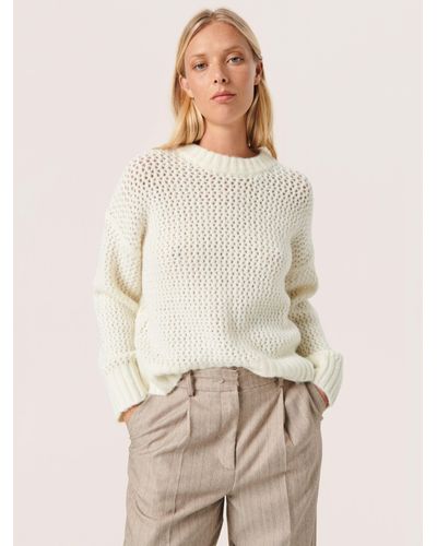 Soaked In Luxury Paradis Chunky Textured Knit Jumper - Natural