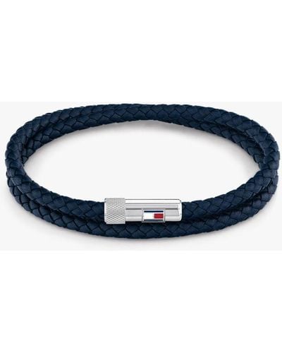 Tommy Hilfiger Double Wrap Leather Bracelet - Blue