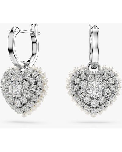 Swarovski Hyperbola Crystal Heart Drop Earrings - White