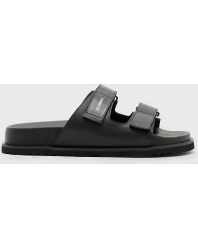 AllSaints Vex Double Strap Leather Sandals - Black